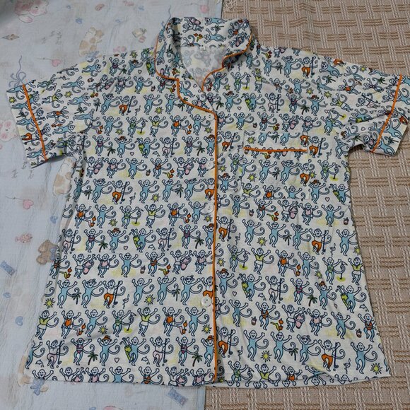 Roller Rabbit Cartoon Monkey Print Pajama Set - Picture 4 of 8